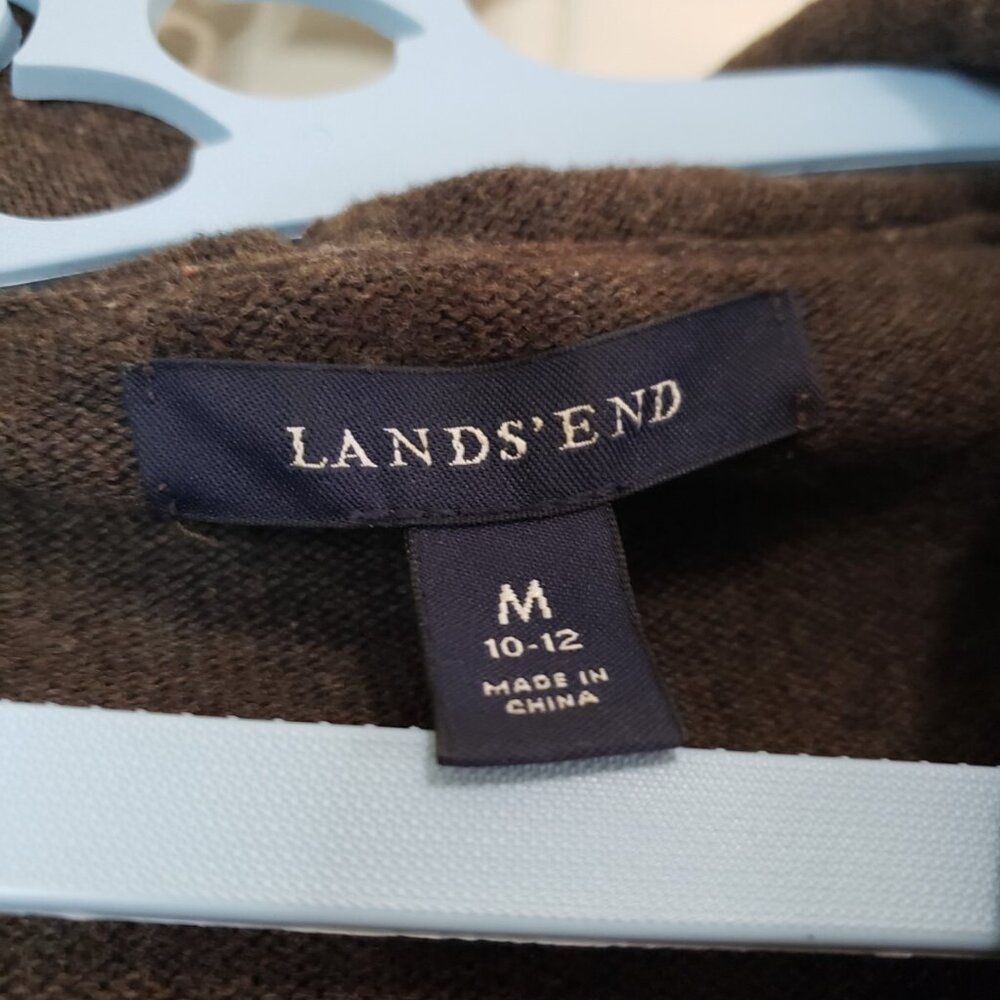 Lands End Women M Cardigan Gray Hook Closure Cotton Cashmere Blend Draped Collar - Picture 5 of 6